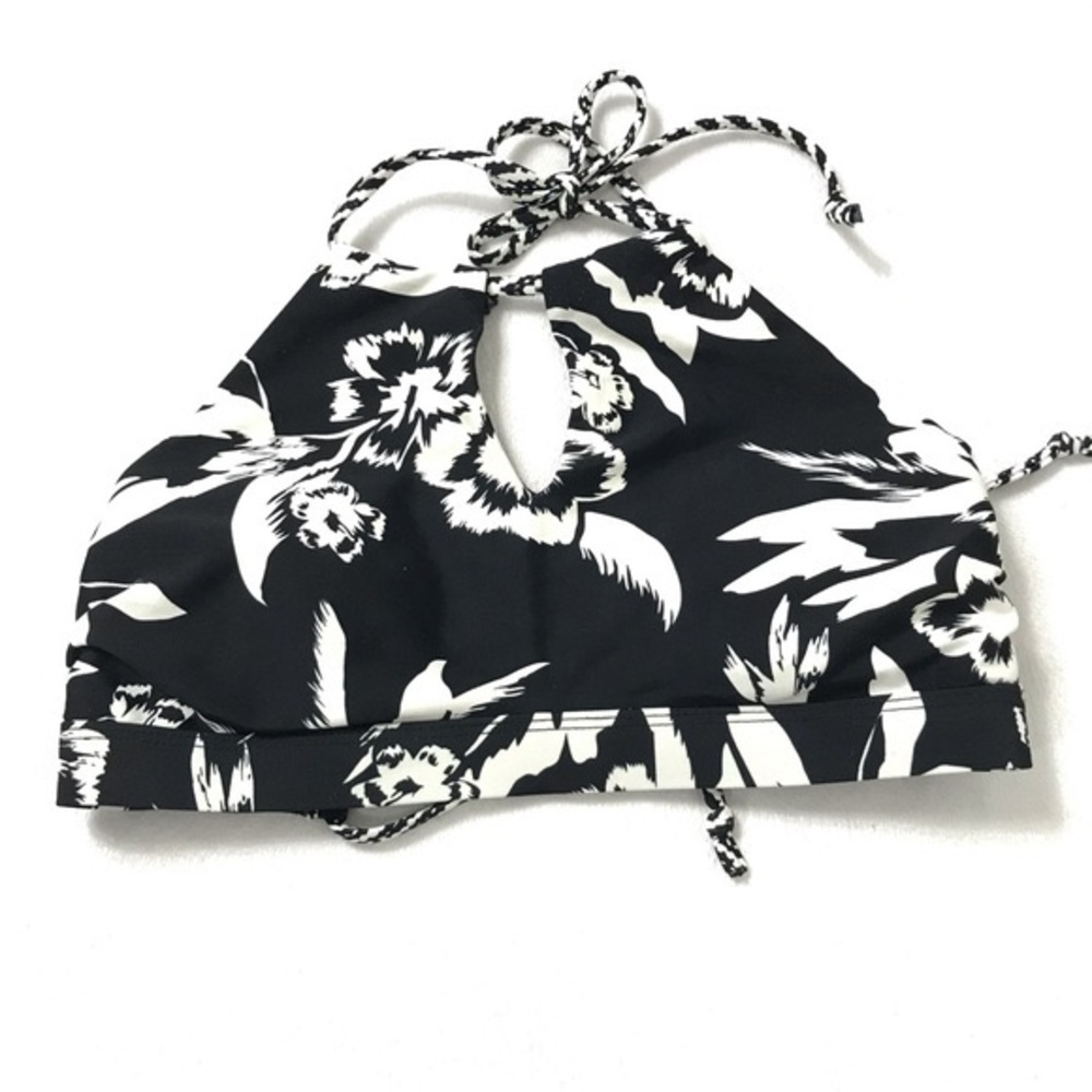 Athleta black & white floral high neck bikini top
